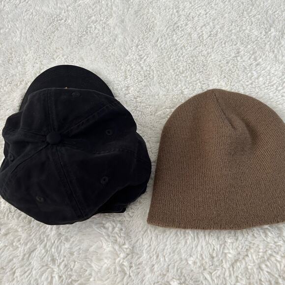 Carhartt Unisex Taupe Beanie & Black Hat Bundle Edgy Work Wear - Picture 2 of 6